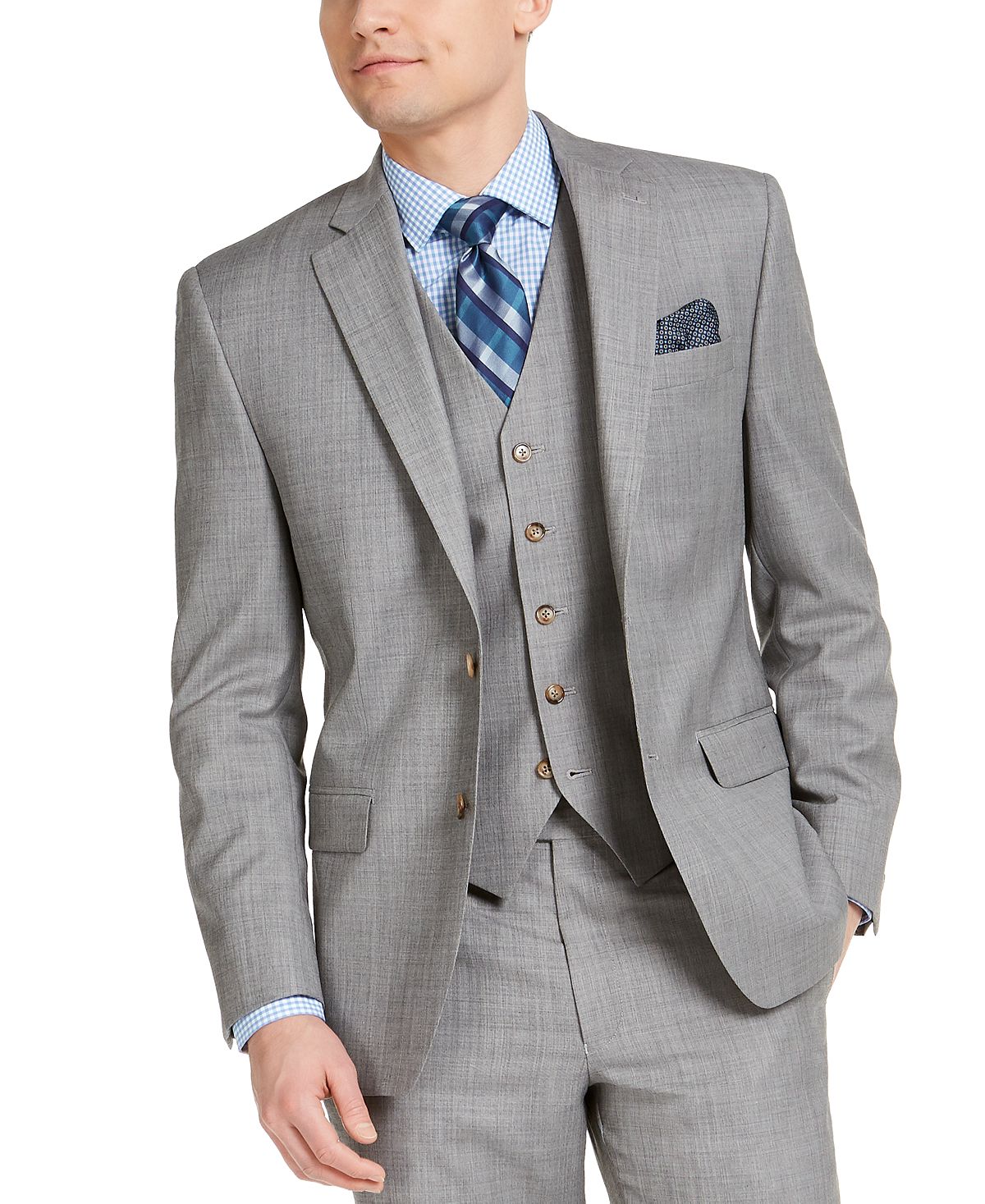 Lauren Ralph Lauren Classic-fit Ultraflex Stretch Light Gray Sharkskin Suit Jacket Light Grey