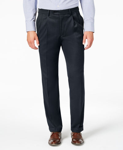 Lauren Ralph Lauren Classic-fit Ultraflex Stretch Micro-twill Pleated Dress Pants Navy