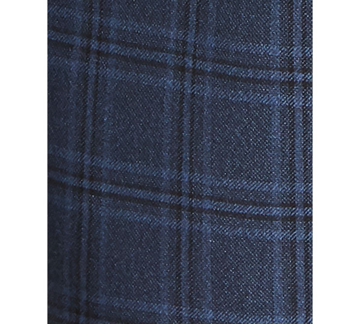 Lauren Ralph Lauren Classic-fit Ultraflex Stretch Navy Blue Windowpane Plaid Silk & Wool Sport Coat Navy