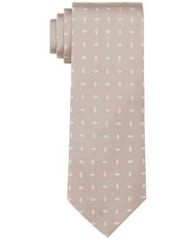 Lauren Ralph Lauren Outlined Diamond Toss Print Slim Tie Taupe