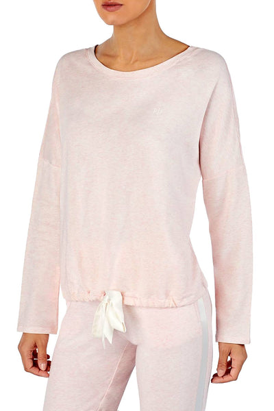 Lauren Ralph Lauren Tie Hem French Terry Lounge Top in Pink Heather