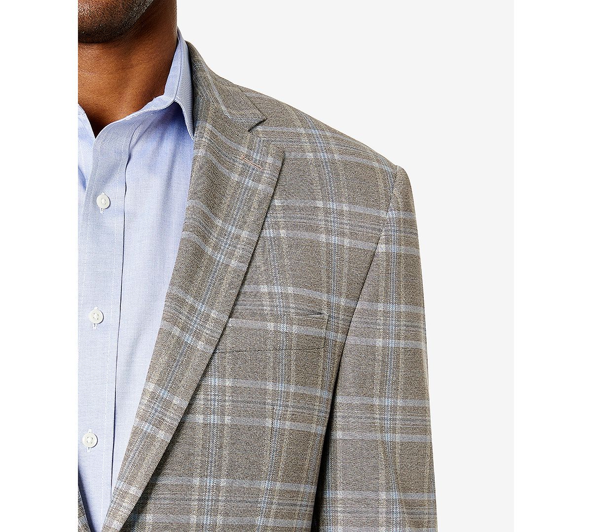 Lauren Ralph Lauren Ultraflex Plaid Blazer Tan/Blue