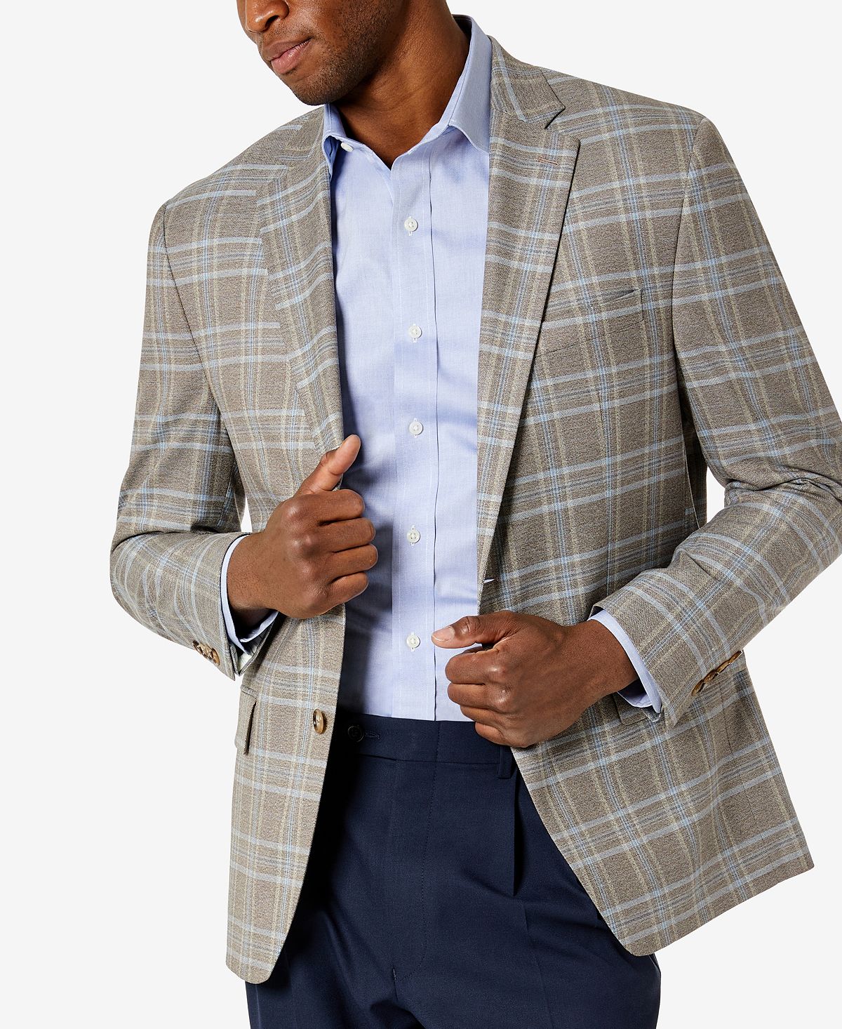 Lauren Ralph Lauren Ultraflex Plaid Blazer Tan/Blue