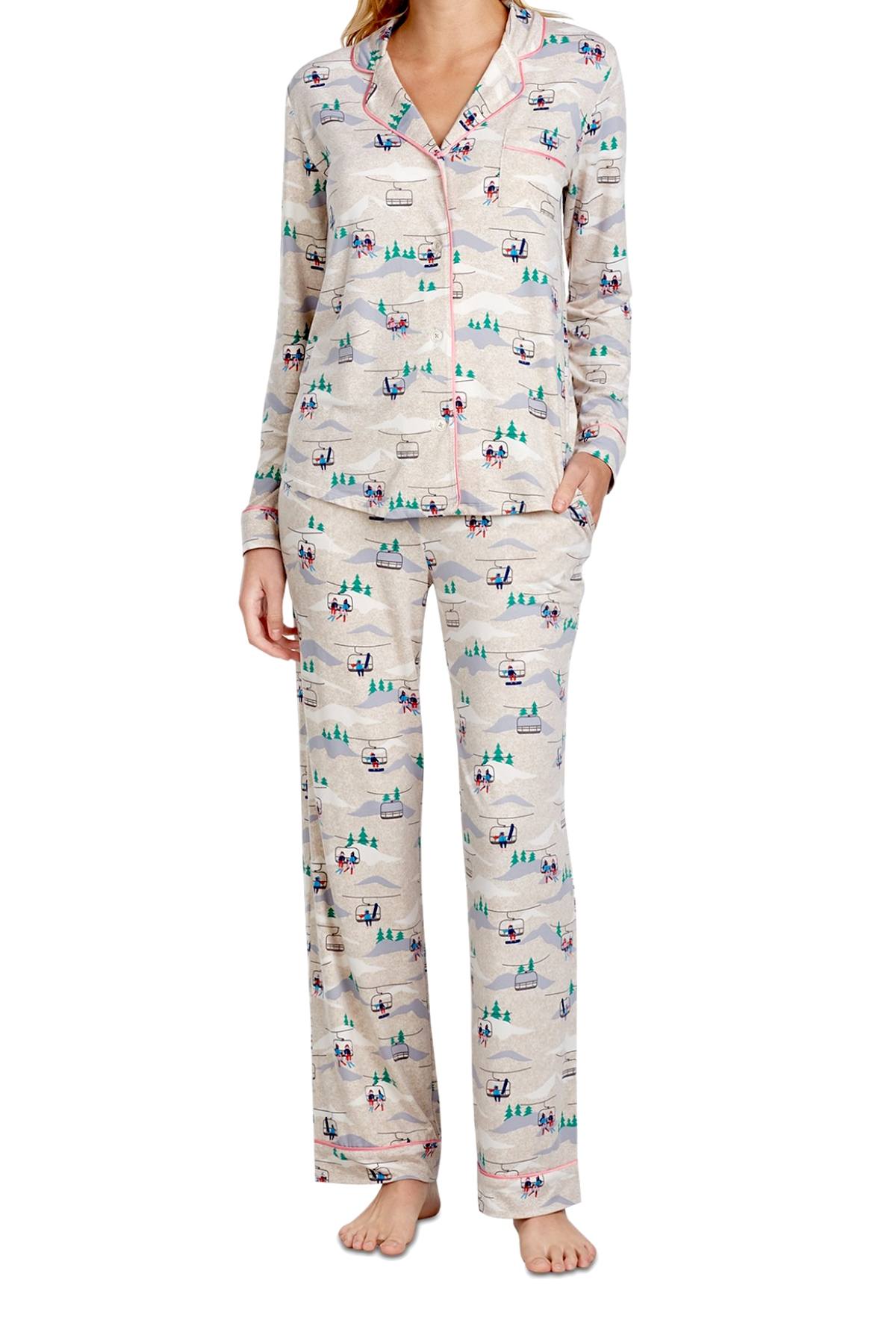 Layla Beige/Multi Ski-Lift Printed Pajama Set