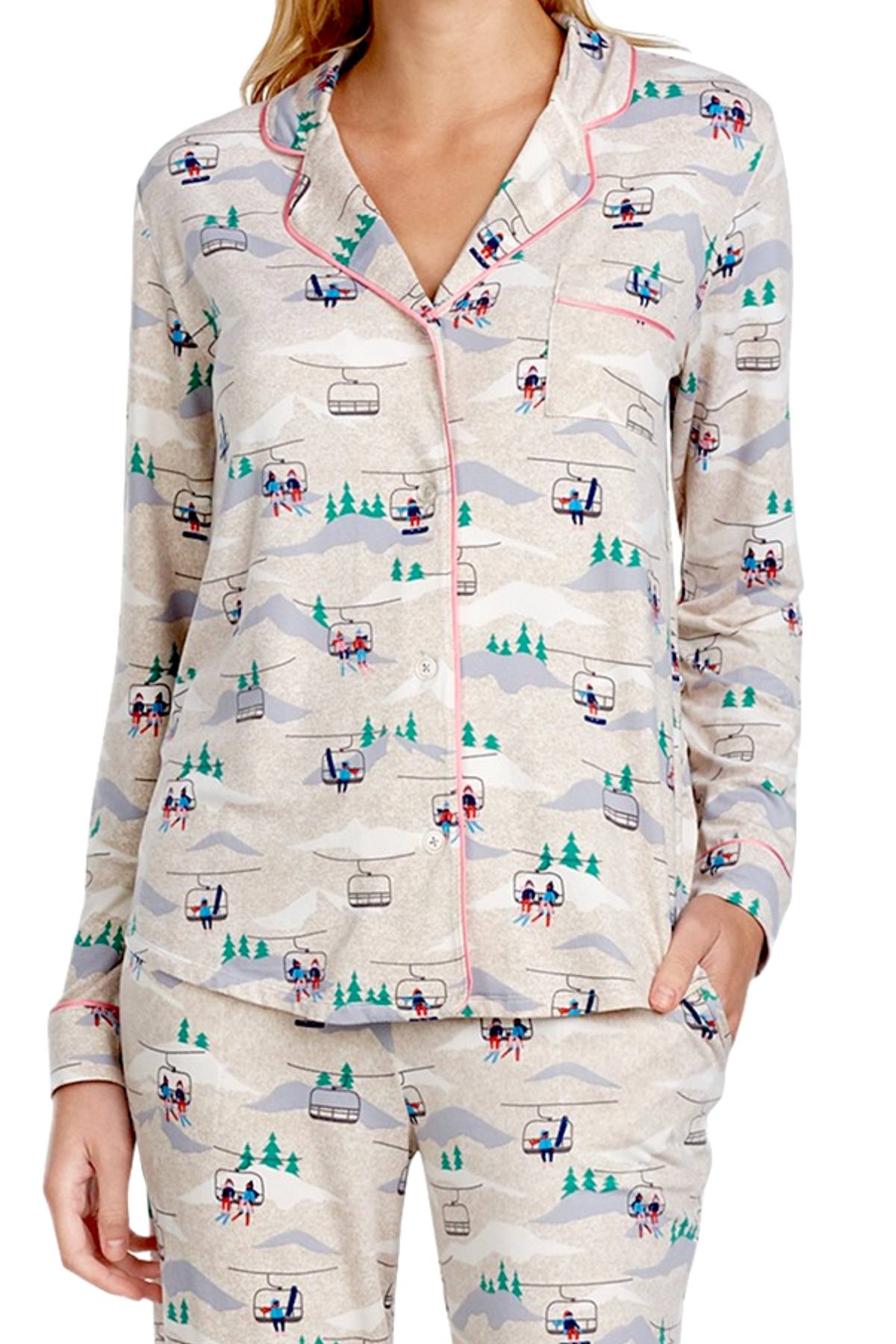 Layla Beige/Multi Ski-Lift Printed Pajama Set