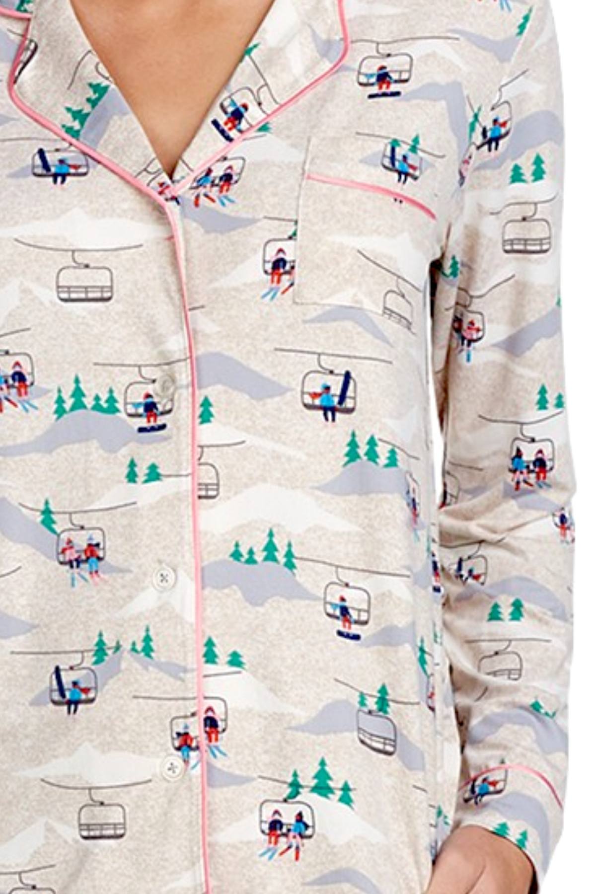 Layla Beige/Multi Ski-Lift Printed Pajama Set