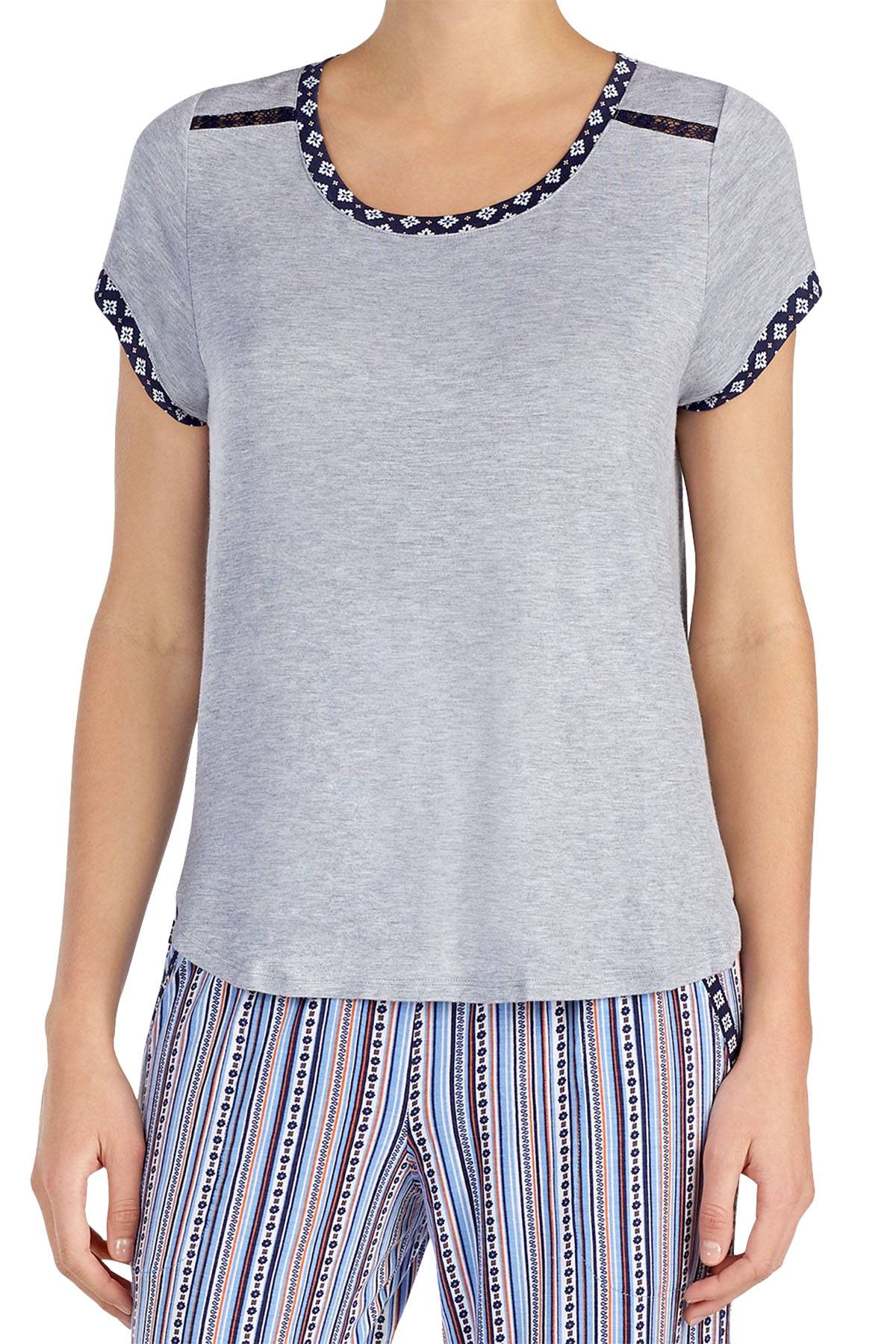 Layla Heather-Grey Contrast-Trim Lounge Top