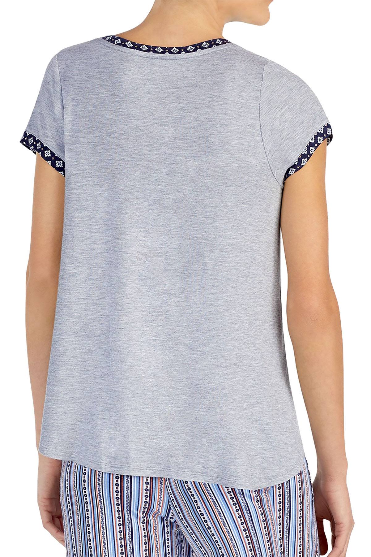 Layla Heather-Grey Contrast-Trim Lounge Top