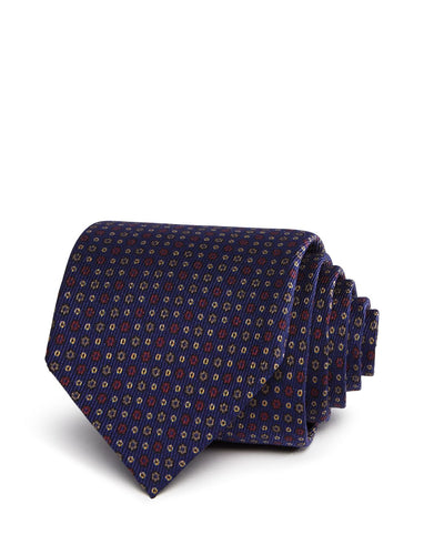 Ledbury Deming Floral Tile Classic Tie Dark Blue