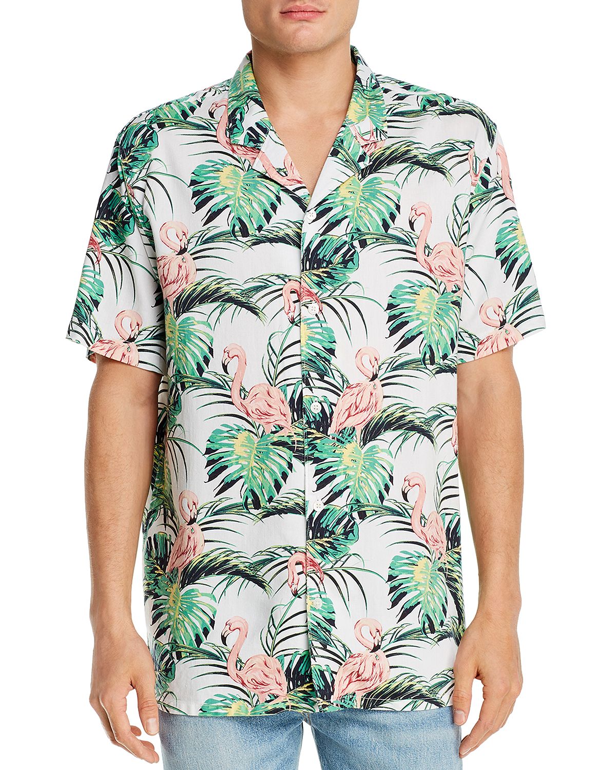 Levi's Cubano Tropical Flamingo Print Slim Fit Camp Shirt Flamingo Leaf