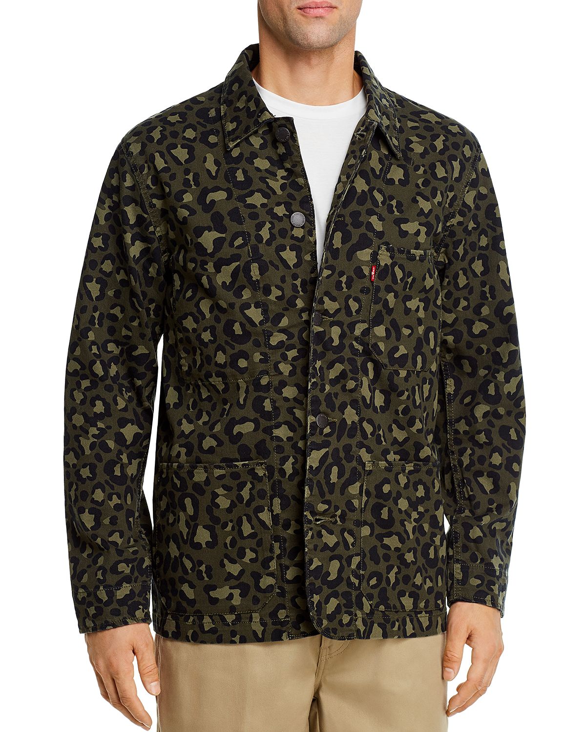 Levi's Engineer Cheetah Print Regular Fit Jean Jacket Cheetah Olive