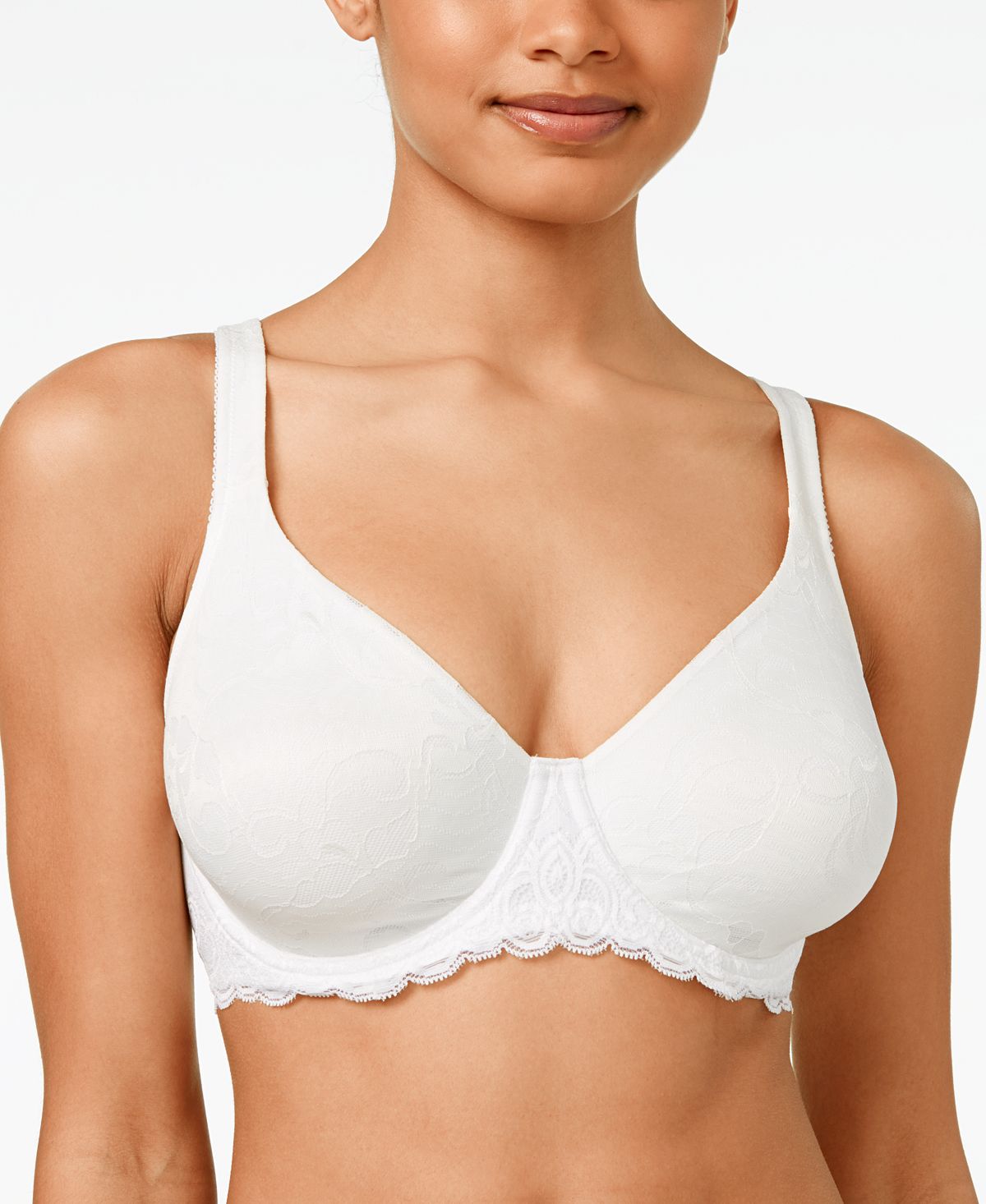 Lilyette By Bali Minimizer Beautiful Support Lace Underwire Bra Ly0977 White