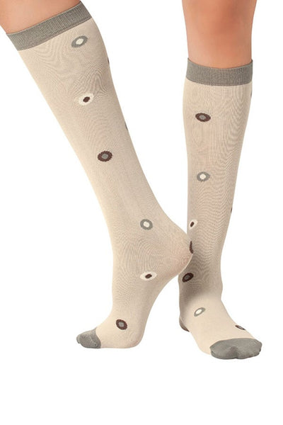 Lucci Beige Eyes Calf High Socks