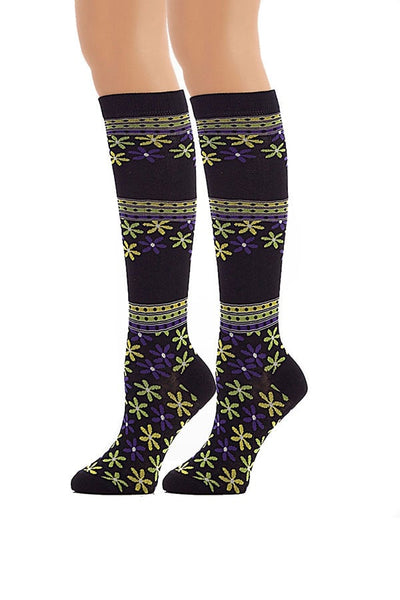 Lucci Black Garden Crew Sock