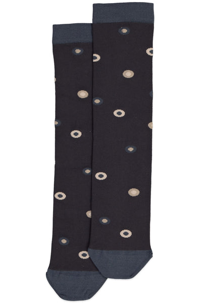 Lucci Navy Eyes Calf High Socks