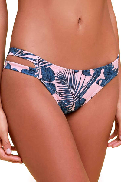 MINKPINK Pink/Blue Hibiscus Island Strappy Bikini Bottom