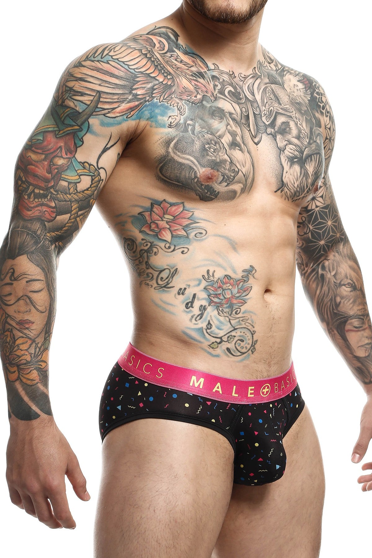 Male Basic Black Confetti Sexy Pouch Brief