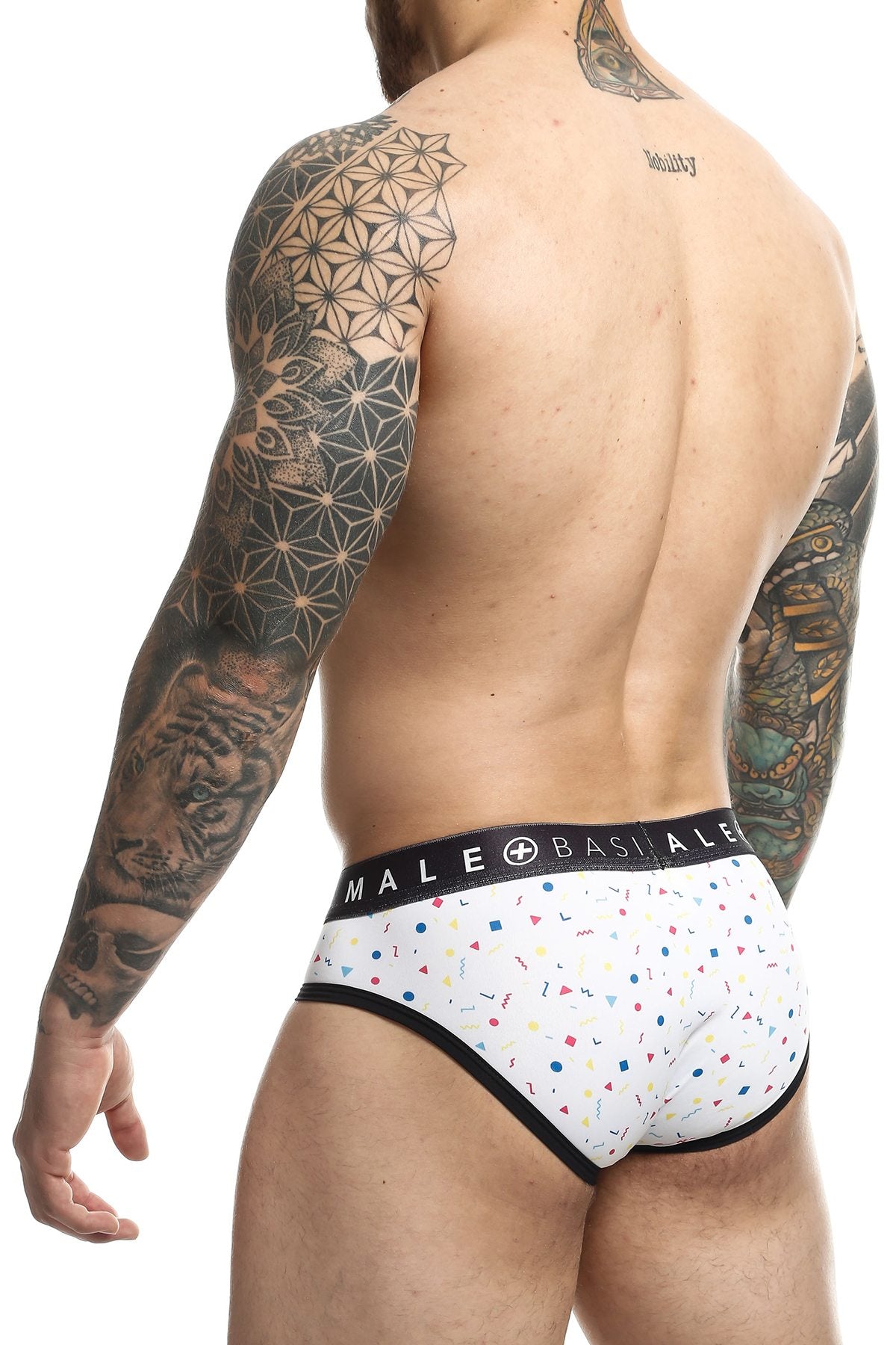 Male Basic White Confetti Sexy Pouch Brief