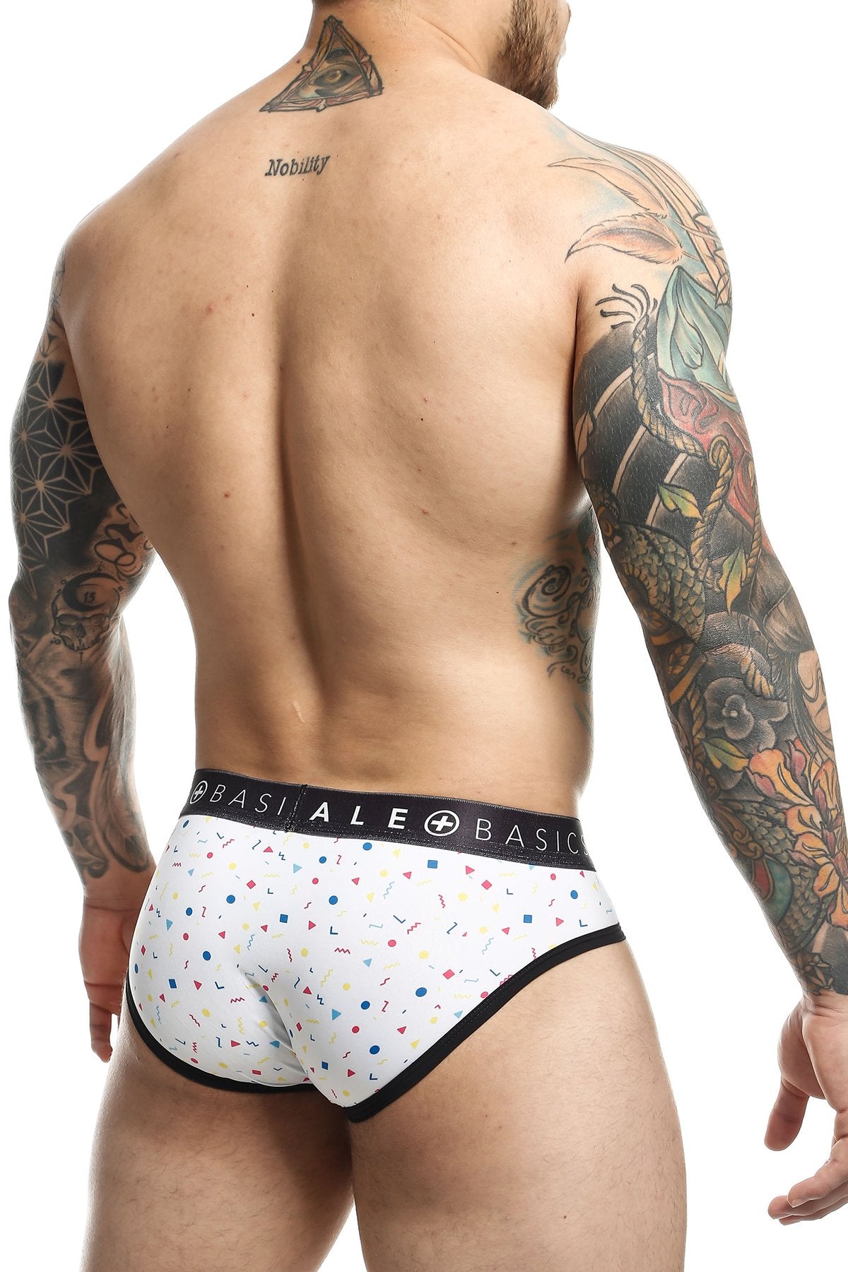 Male Basic White Confetti Sexy Pouch Brief