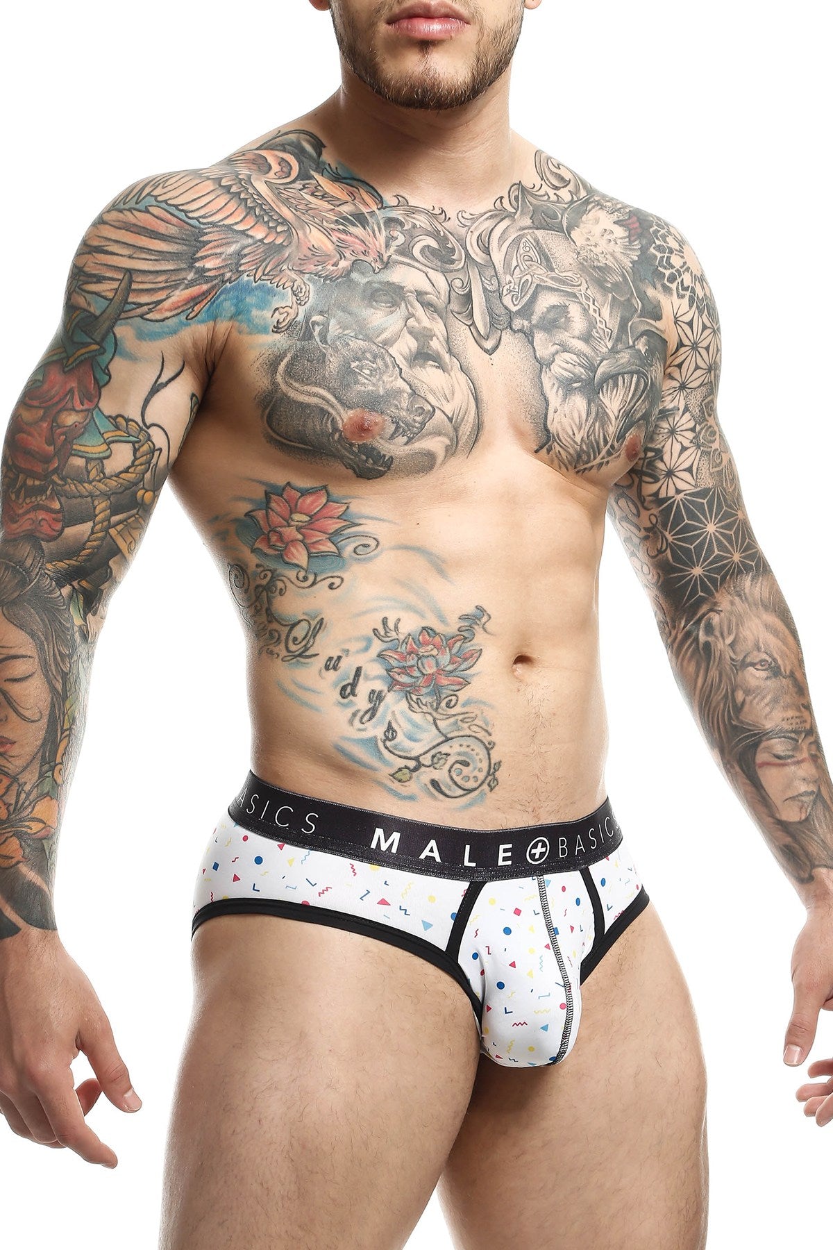 Male Basic White Confetti Sexy Pouch Brief