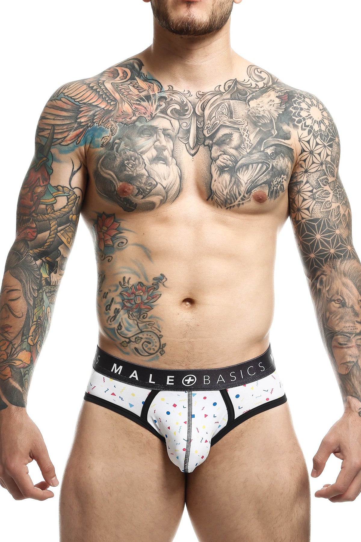 Male Basic White Confetti Sexy Pouch Brief