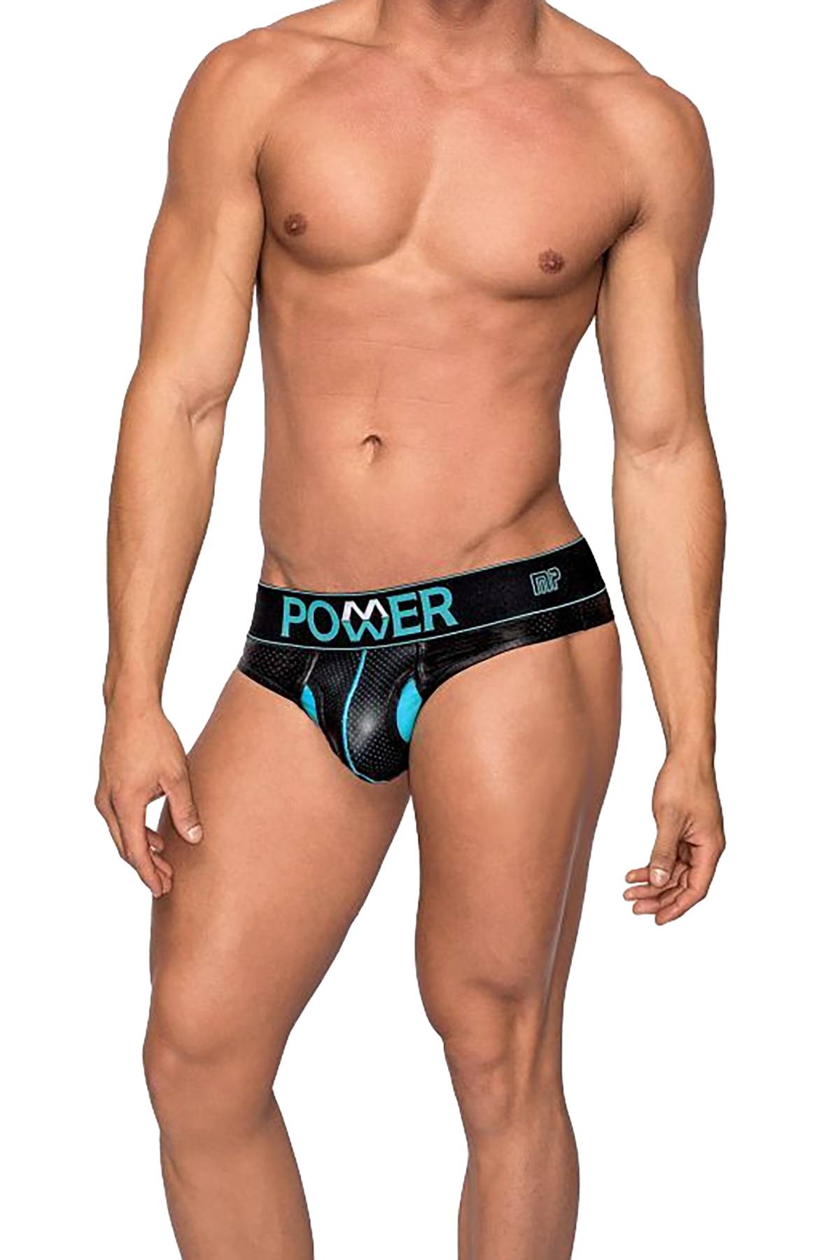 Male Power Black Lazer Mesh Thong