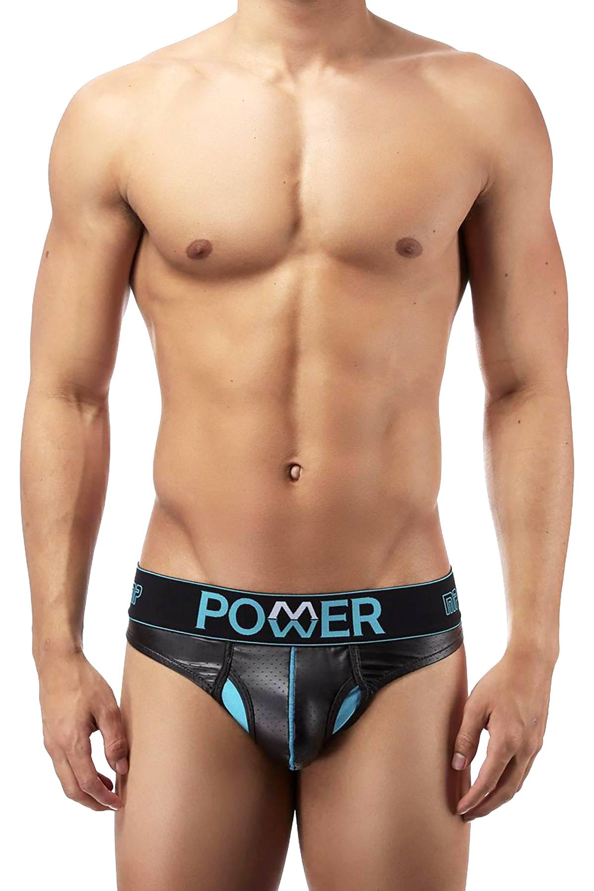 Male Power Black Lazer Mesh Thong