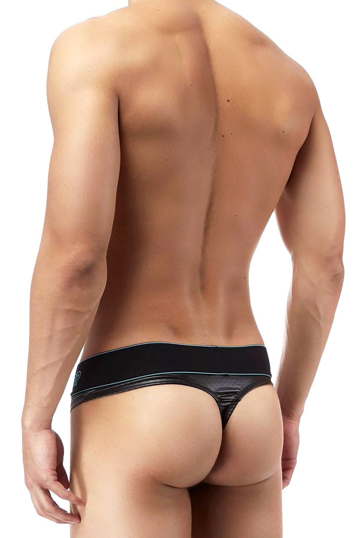 Male Power Black Lazer Mesh Thong