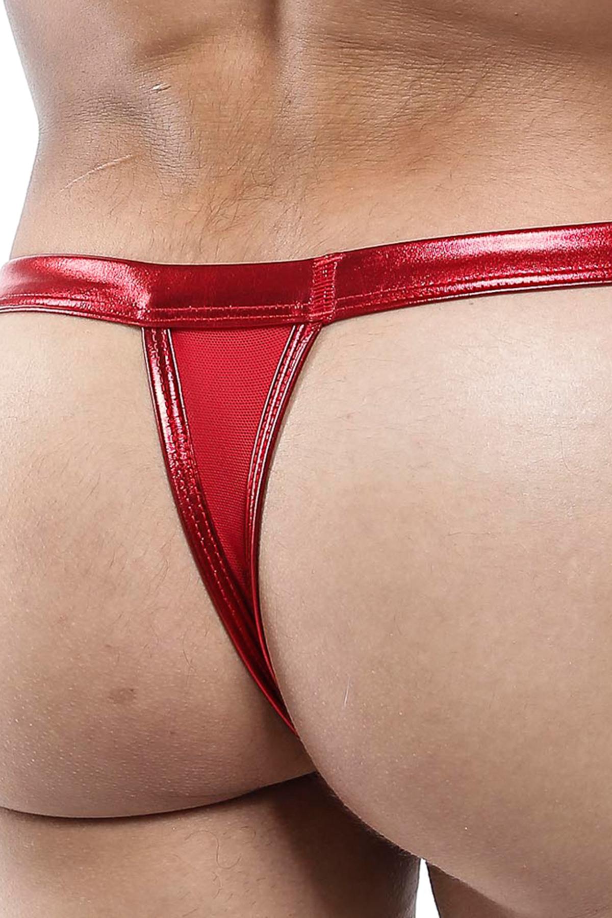 Miami Jock Red Metallic Open Keyhole Thong