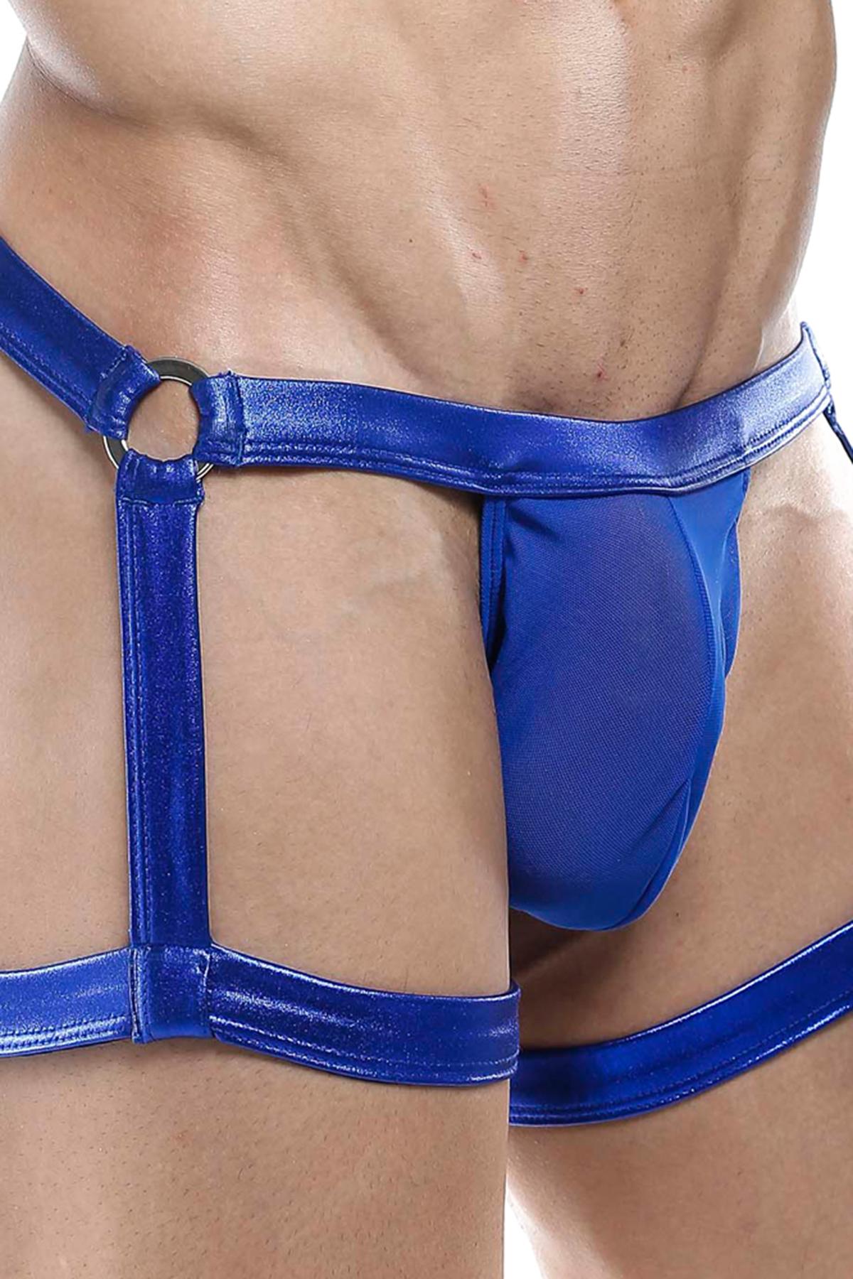 Miami Jock Royal Blue Metallic/Mesh Leg Harness Jock