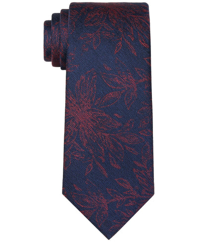 Michael Kors Classic Vast Leaf Print Tie Wine