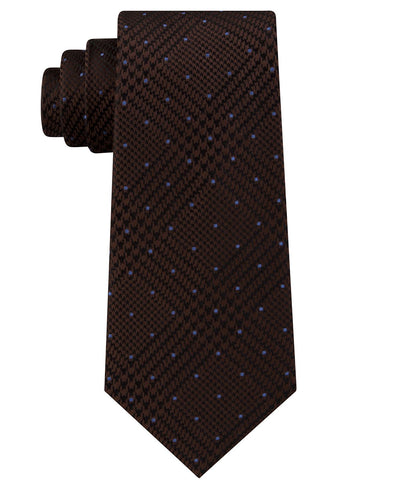 Michael Kors Dotted Glen-check Silk Tie Brown