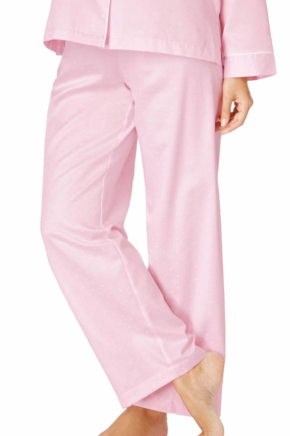 Miss Elaine PETITE Pink Jacquard Dot Brushed Back Satin 2 Piece PJ