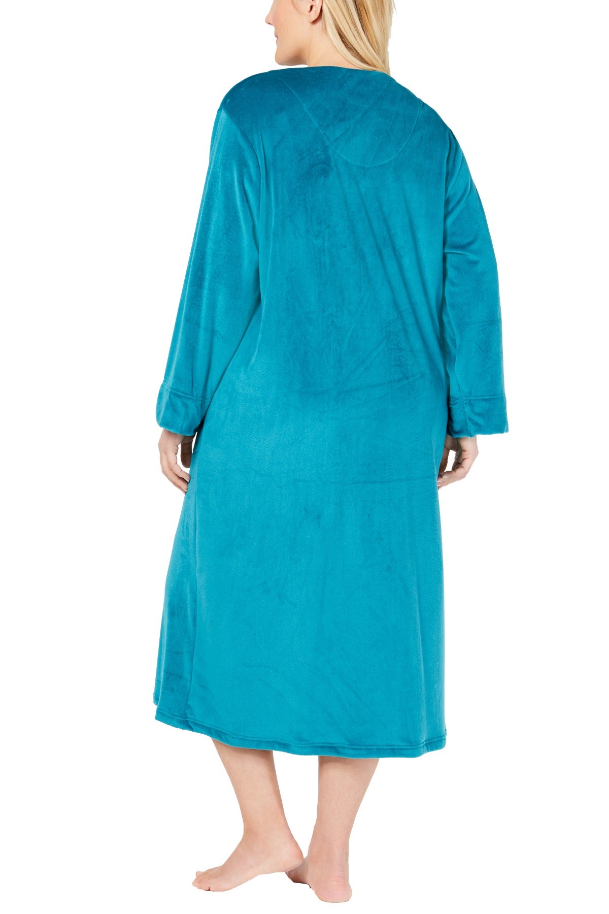 Miss Elaine PLUS Jade Velvet-Fleece Long Zip Robe