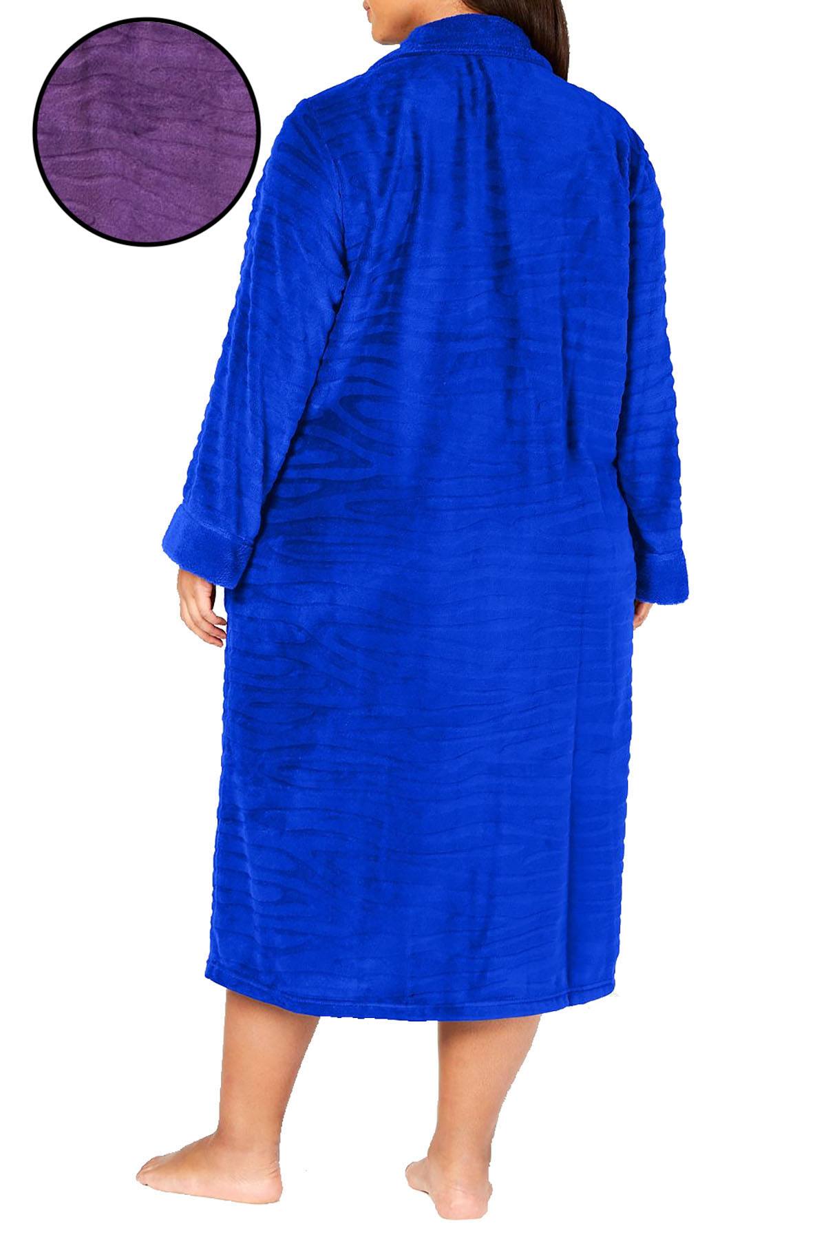 Miss Elaine PLUS Textured Fleece Long Zip Robe in Plum