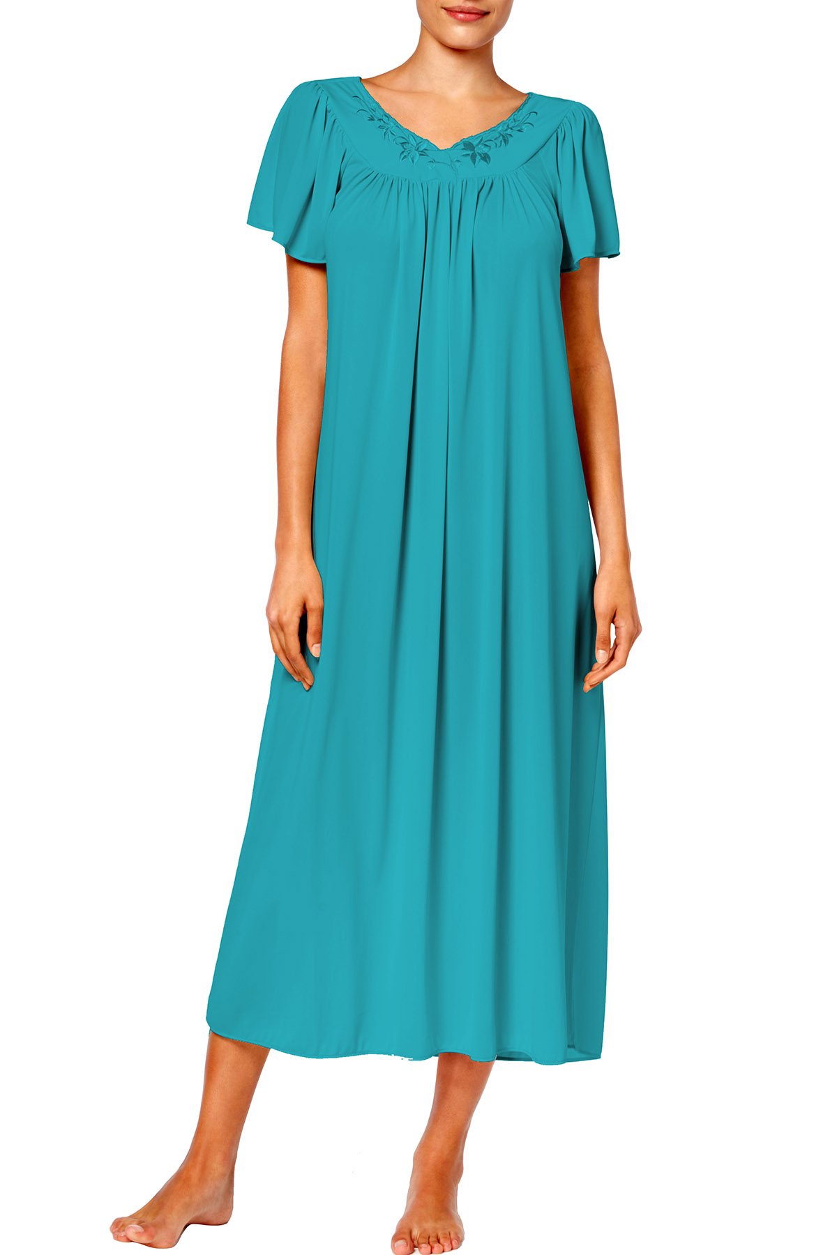 Miss Elaine Tricot Long Gown in Teal