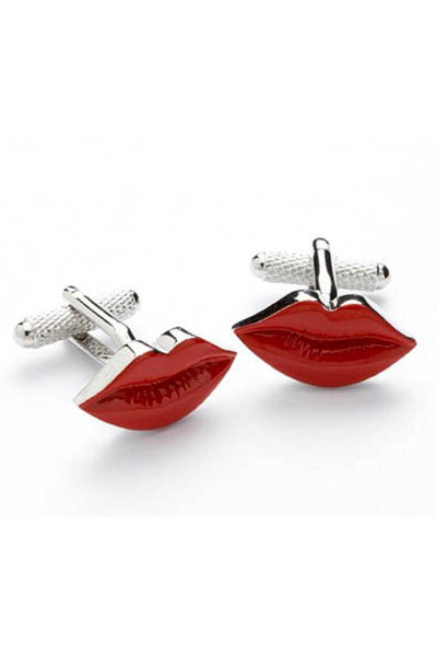 Mrs. Bow Tie Red Big Lips Cufflinks