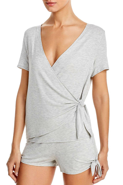 Natural Skin Sadie Wrap Top in Heather Grey