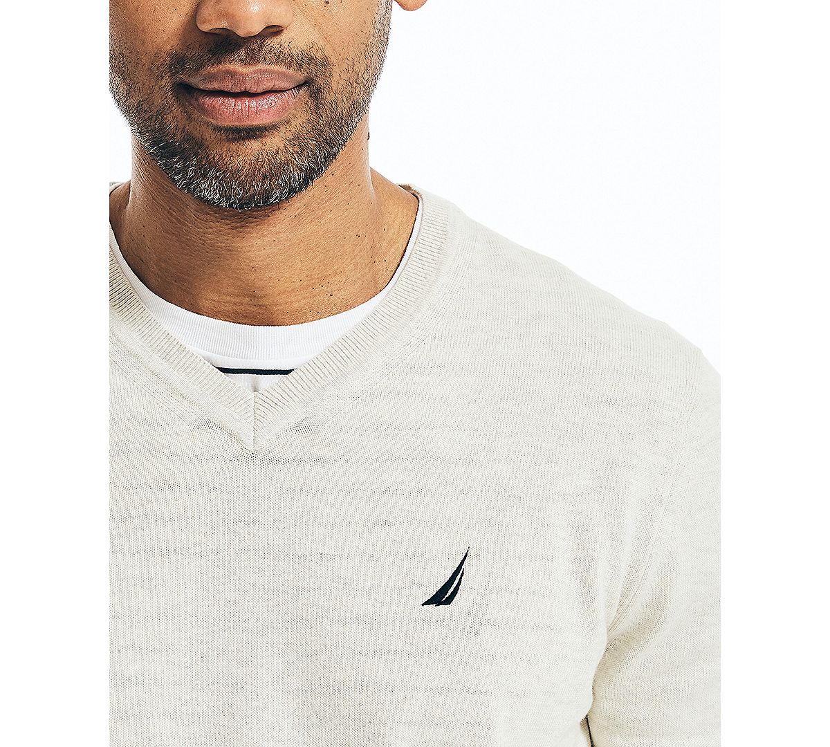 Nautica Navtech V-neck Sweater Oatmeal Heather