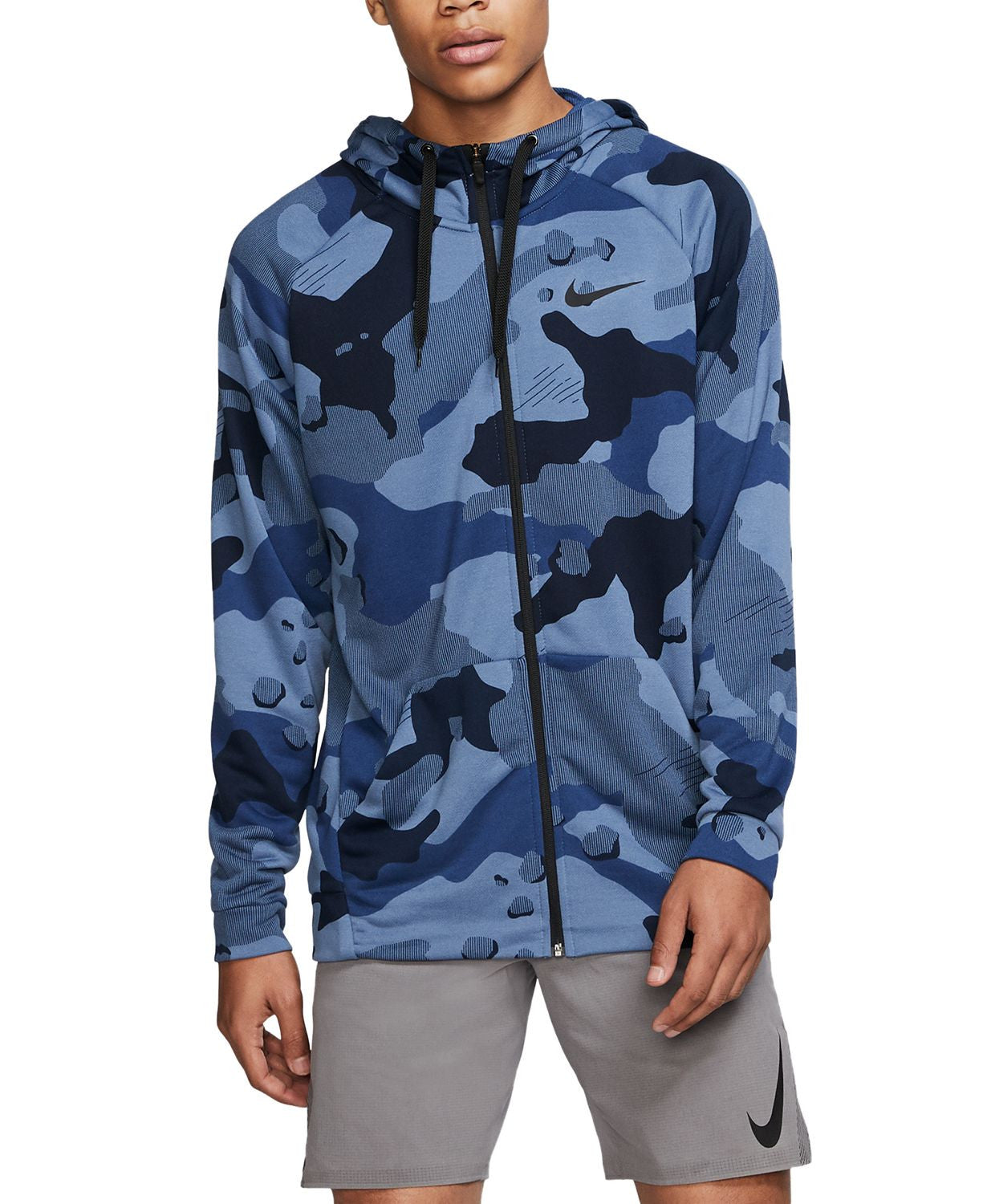 Nike Dry Fleece Hoodie Full Zip Camo Graphics Ocean Fog