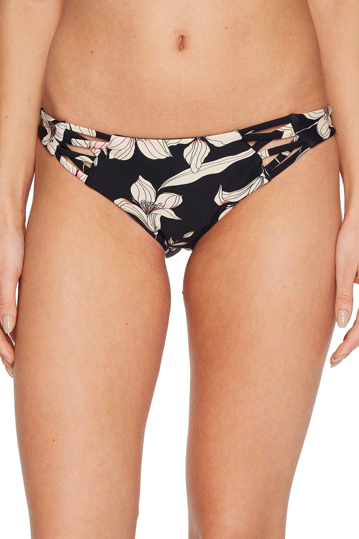 O'Neill Black Albany Floral Strappy Cheeky Bikini Bottom