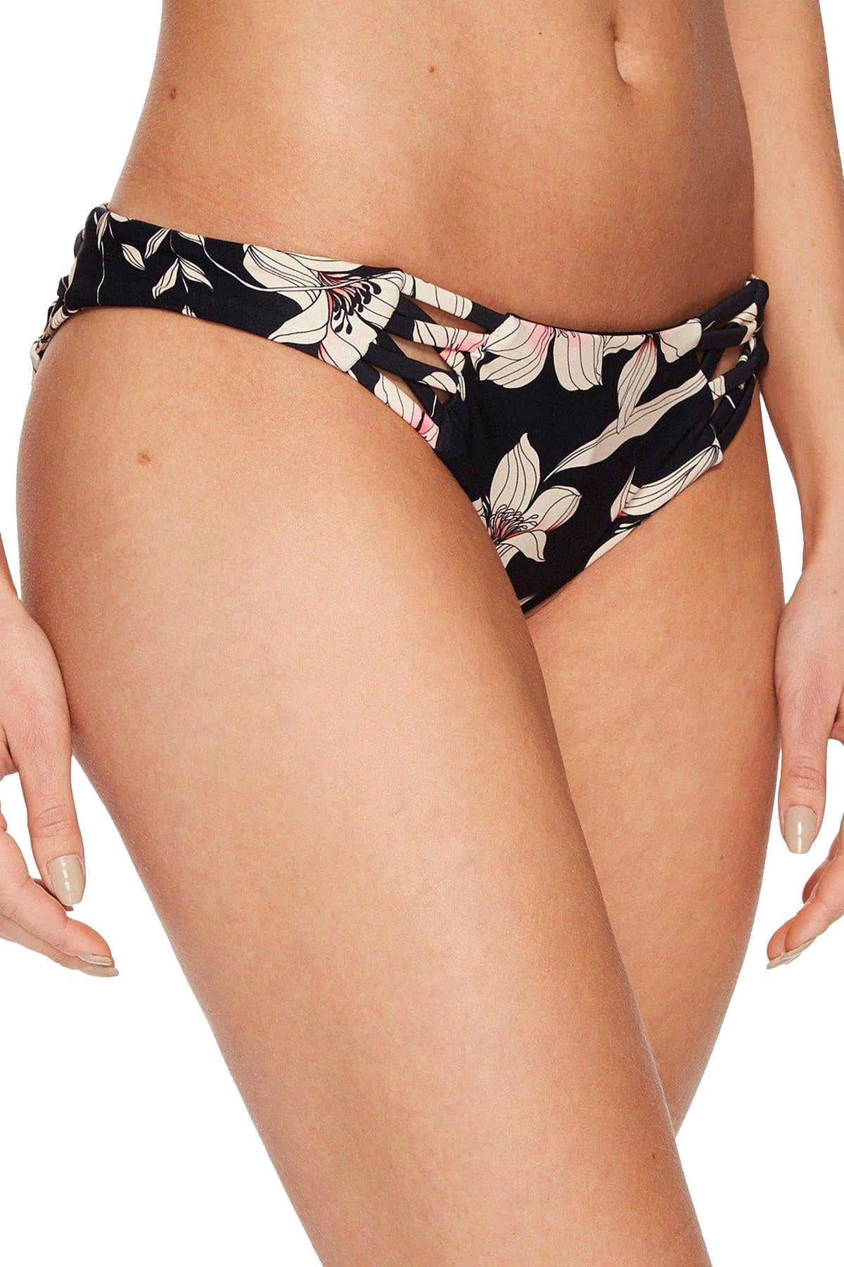 O'Neill Black Albany Floral Strappy Cheeky Bikini Bottom