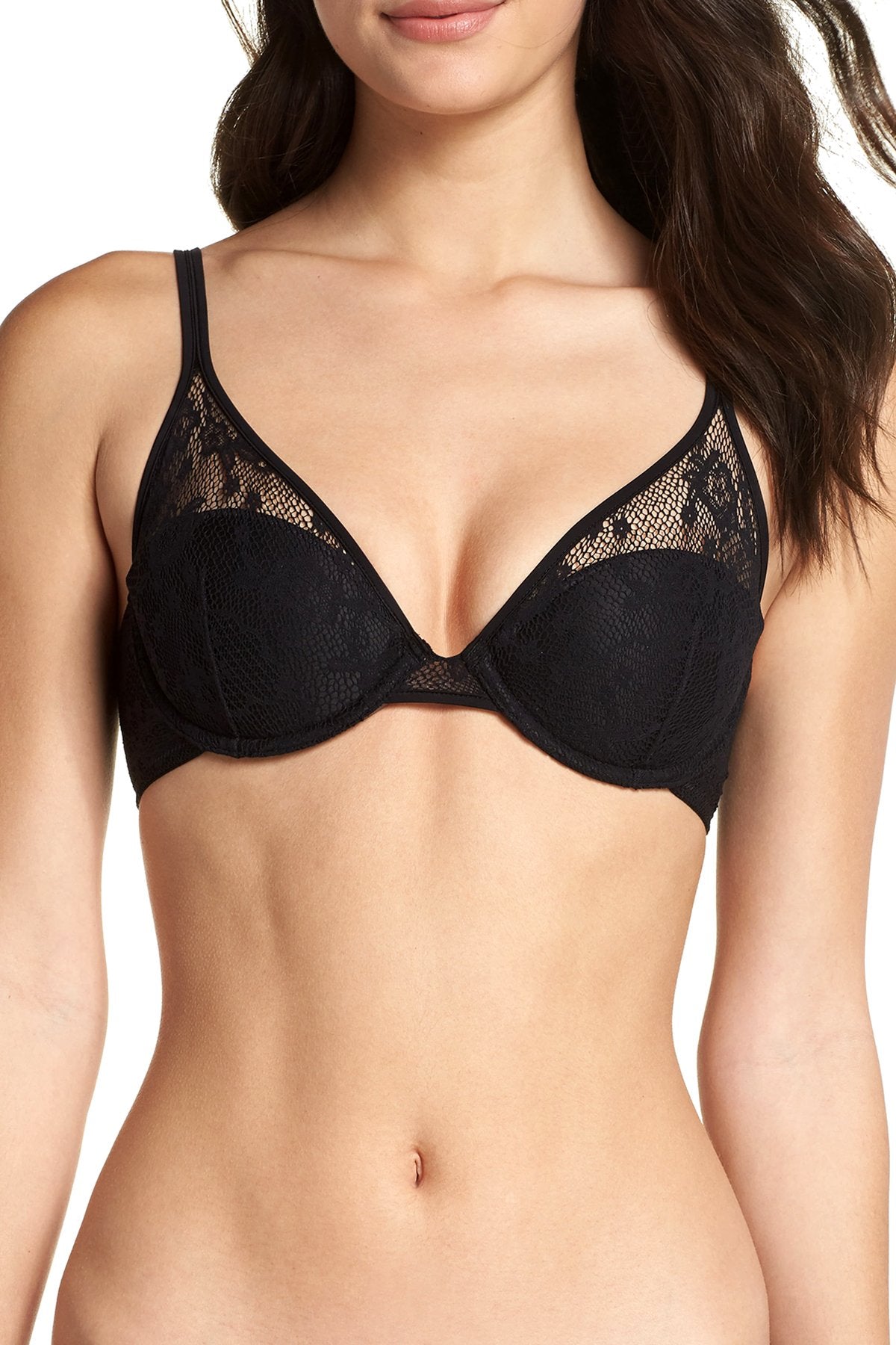 OnGossamer Black Racy Lace Underwire Demi Bra