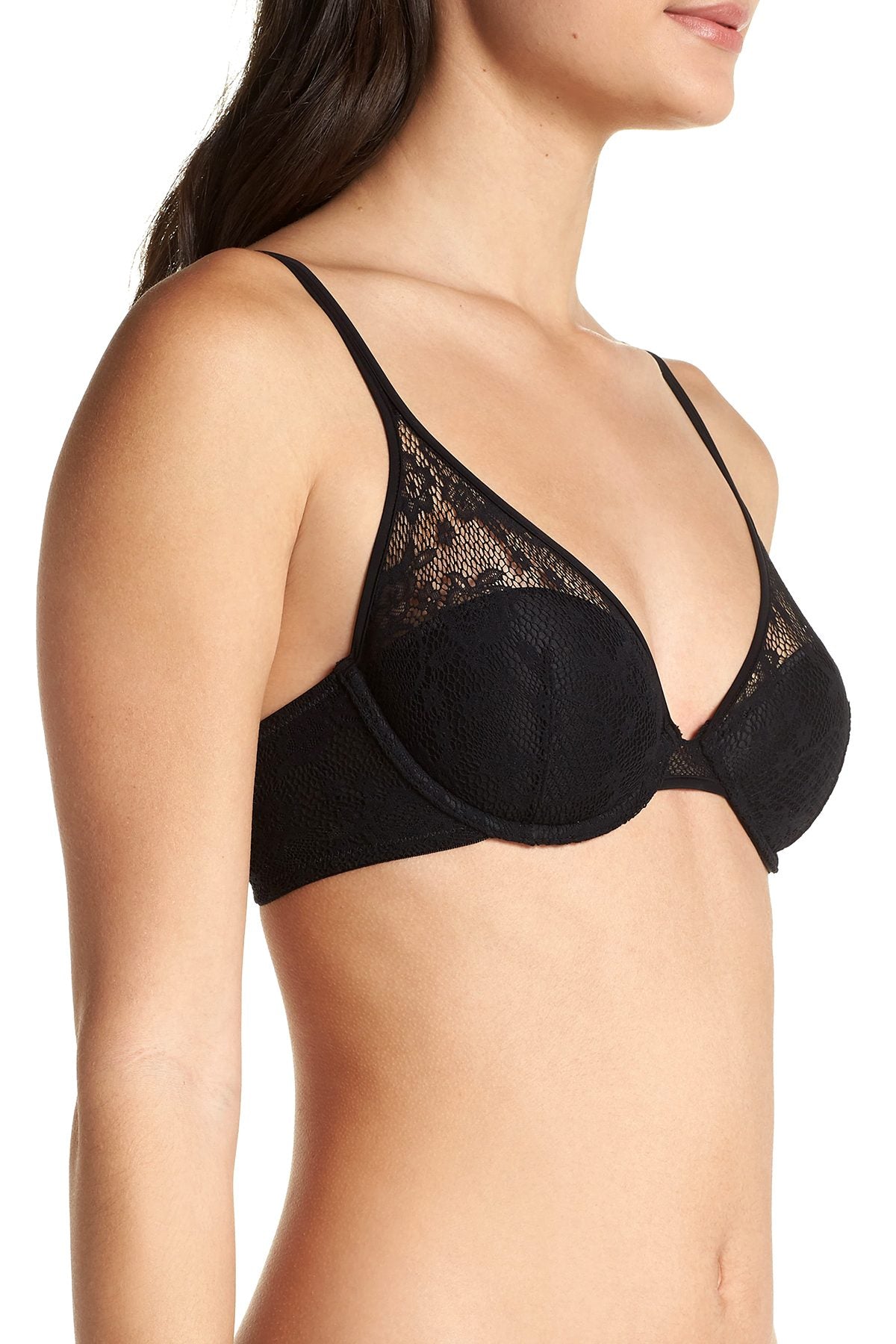 OnGossamer Black Racy Lace Underwire Demi Bra