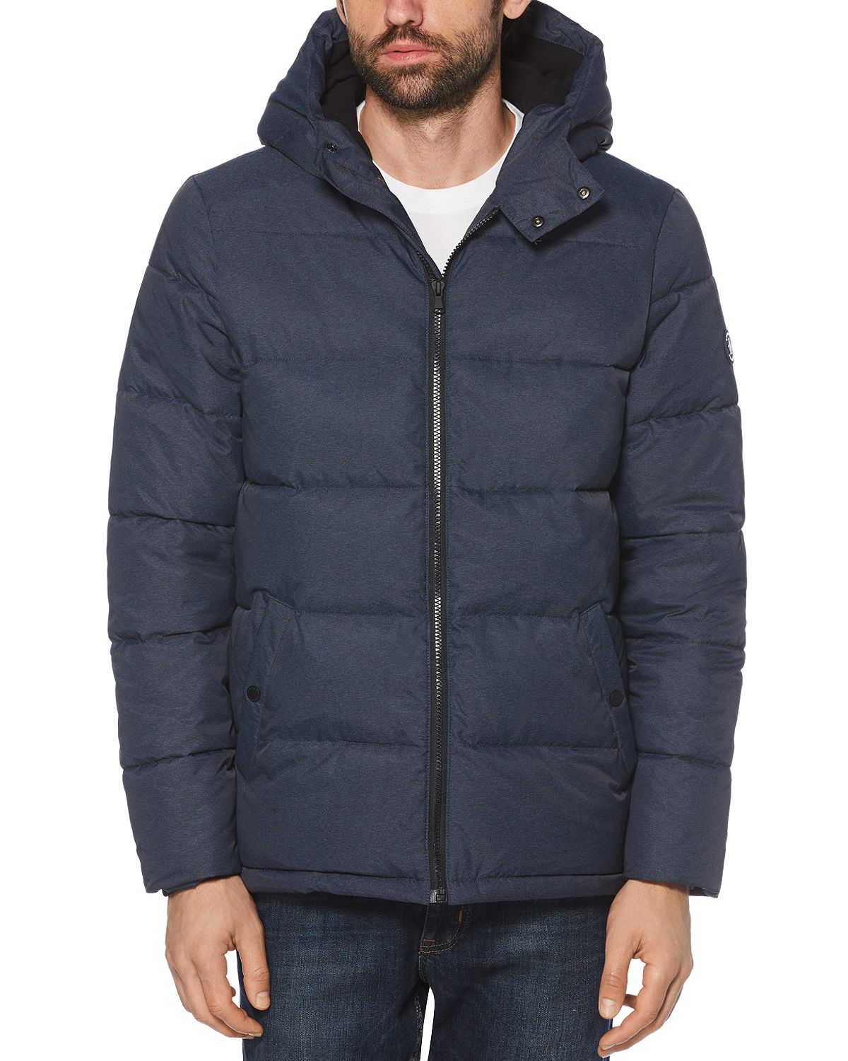 Original Penguin Heathered Slim Fit Puffer Jacket Dark Sapphire