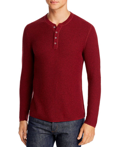 Original Penguin Long Sleeve Waffle Henley Biking Red