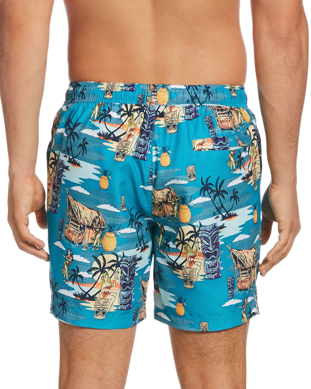 Original Penguin Tiki Print Swim Shorts Caribbean Sea