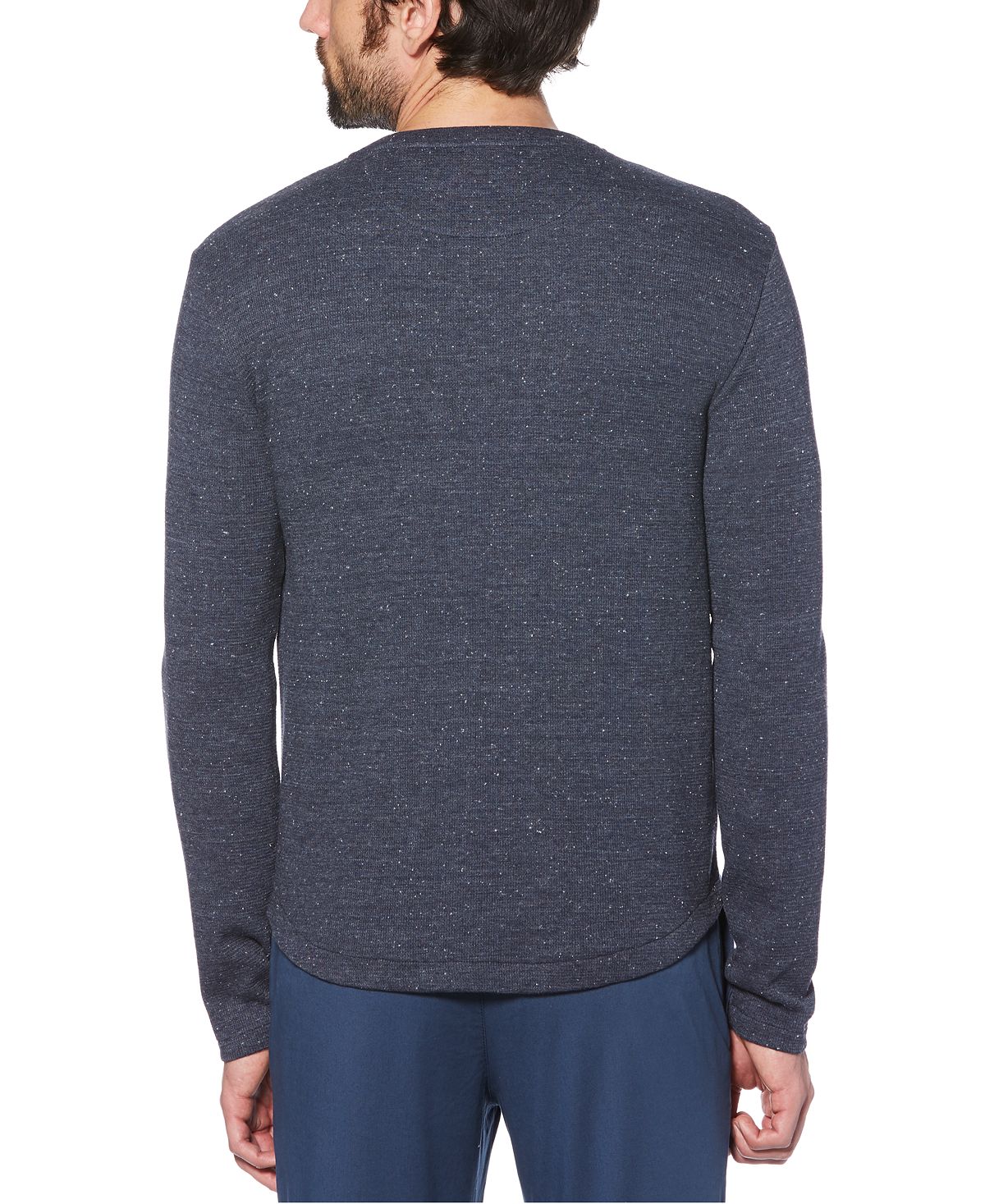 Original Penguin Waffle Henley Long Sleeve T-shirt Dark Sapphire