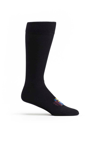 Ozone Black Heraldic Lion Calf Sock