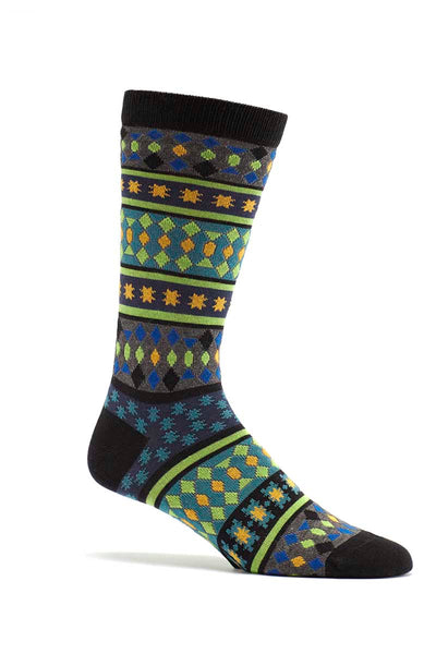 Ozone Black Moroccan Stars Crew Sock